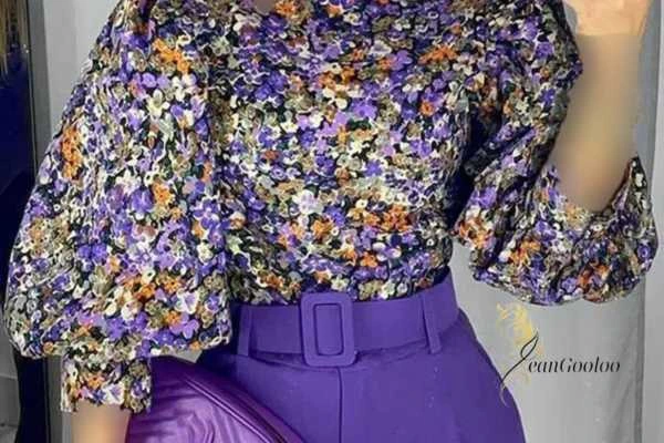 شومیز گلدار با شلوار ساده حریر گلدار